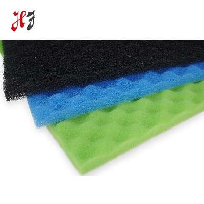 Polyurethane Material and black/black/white Color filter foam with wave shape  aquarium sponge